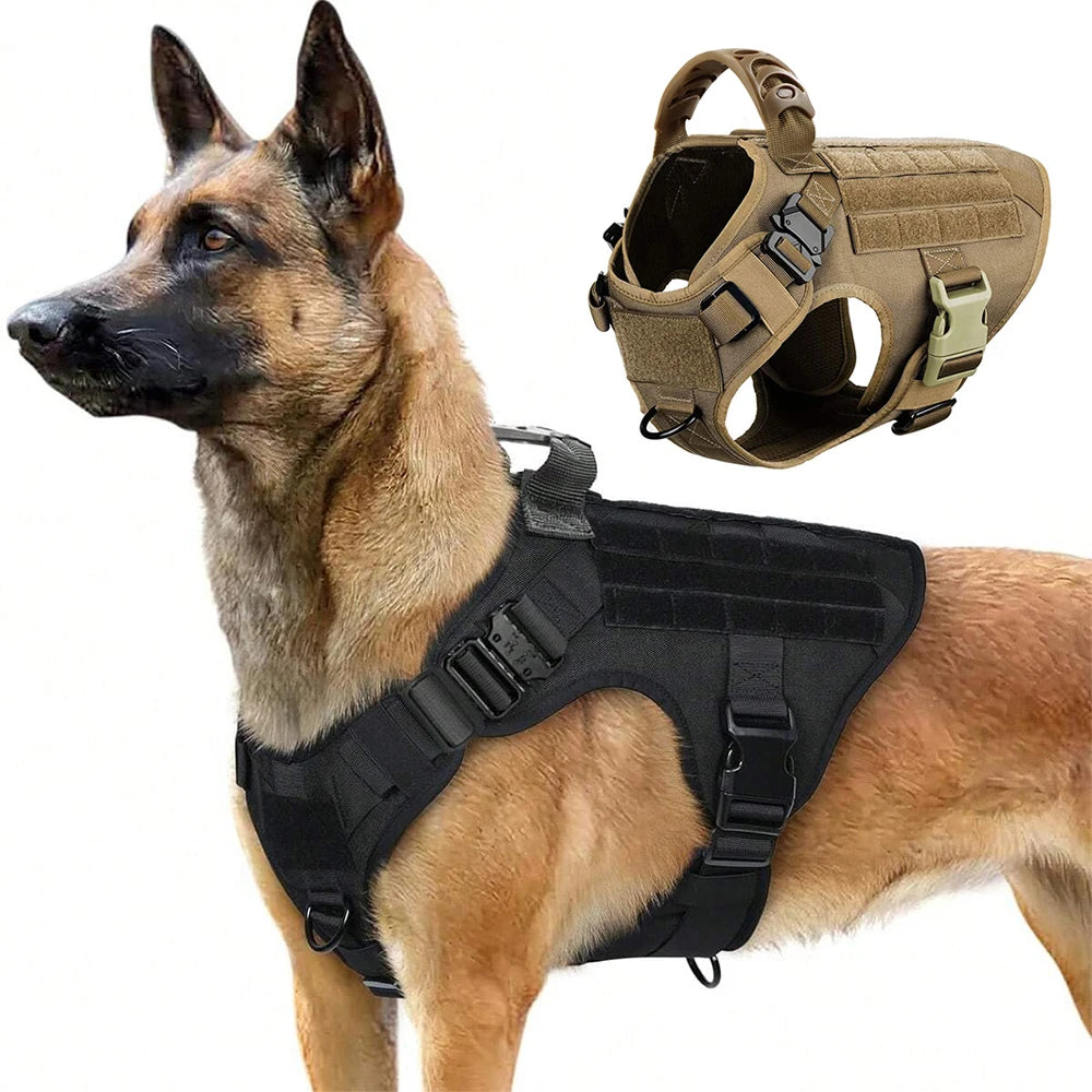 Harnais tactique robuste noir et kaki pour chien-Héritage Canin Québec 